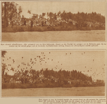 873705 Collage van 2 foto's betreffende de ballonvaart van de Hollandia, bemand door de heer Delia Mouton, ter ...
